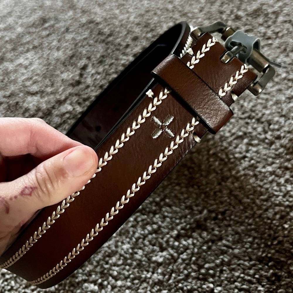 Sun Stone Brown Belt Stitched‎ Casual Western Buckle MD 34-36